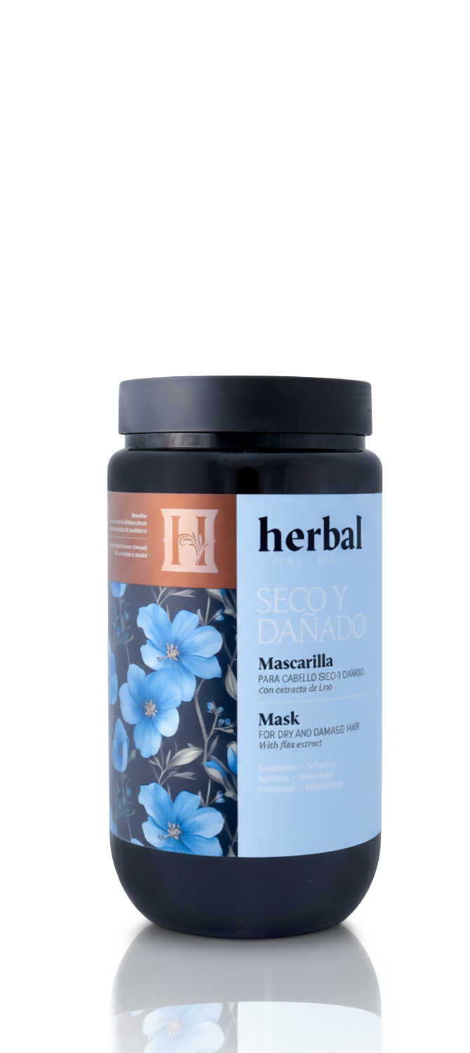 Mascarilla para cabello seco y dañado con extracto de lino