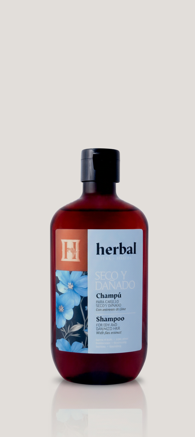 Champú para cabello seco y dañado con extracto de lino 355 ML