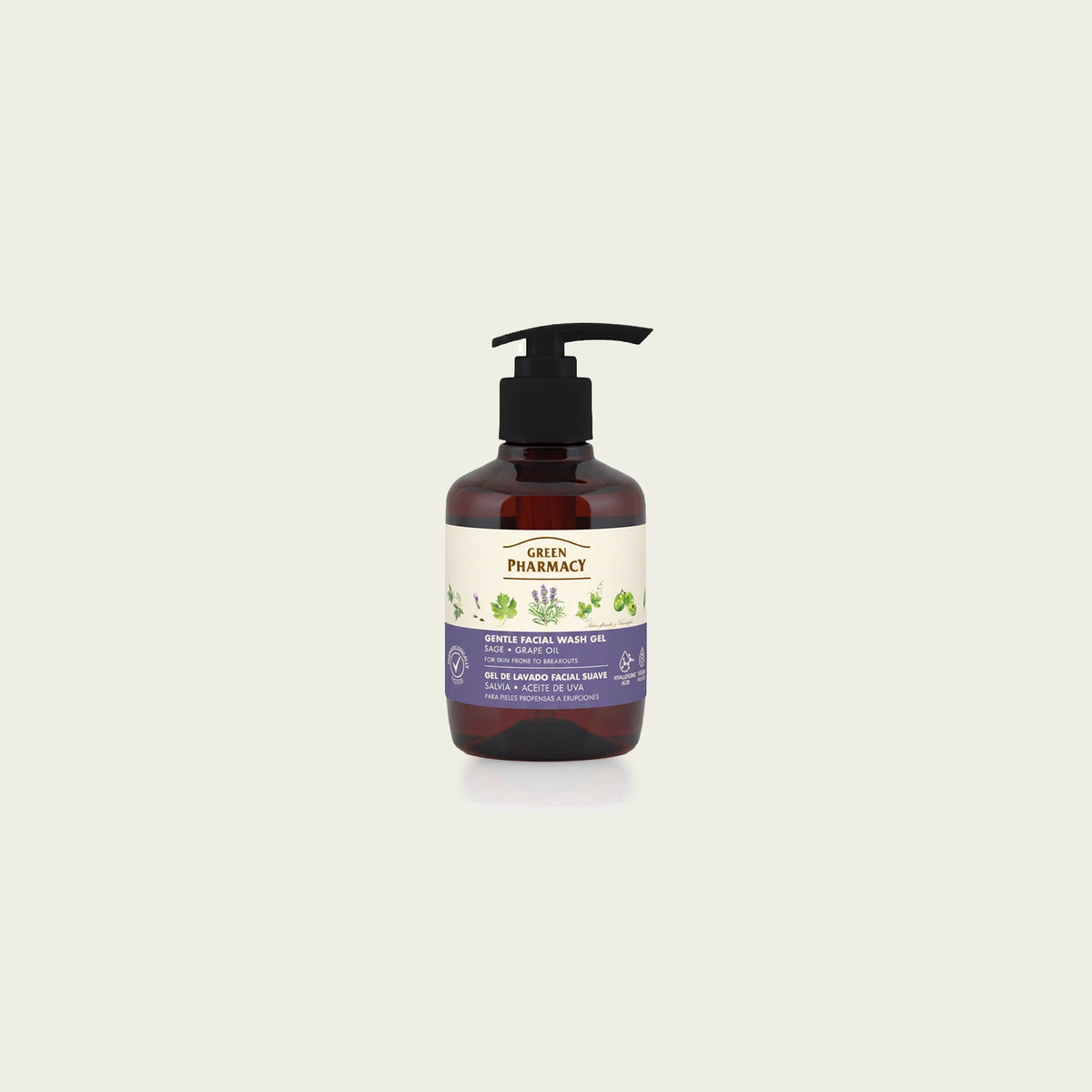 Gel lavado facial suave SALVIA y ACEITE DE UVA para pieles propensas a erupciones 270ml