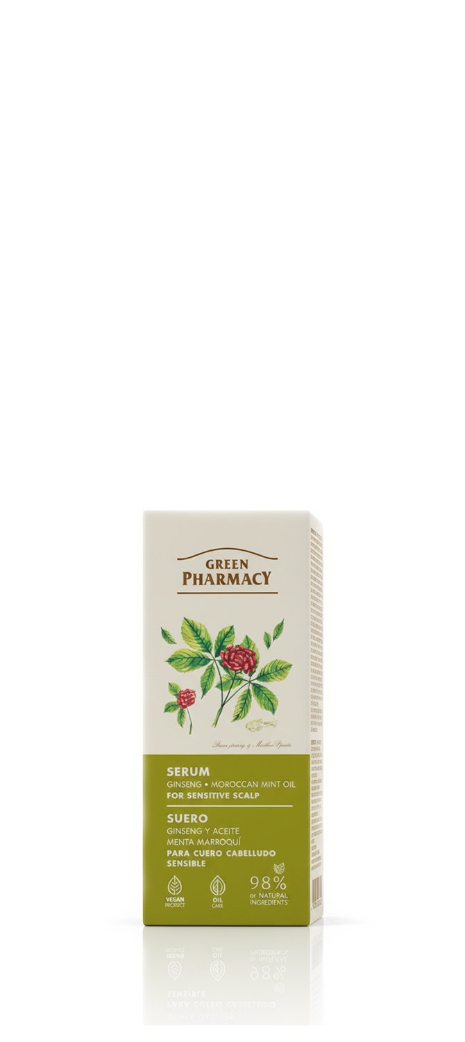 Serum para cuero cabelludo sensible de aceite GINSENG y ACEITE MENTA MARROQUÍ 100ml