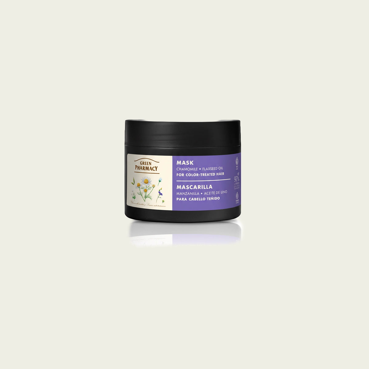 Mascarilla para cabello teñido CAMOMILA Y ACEITE DE LINO 300ml
