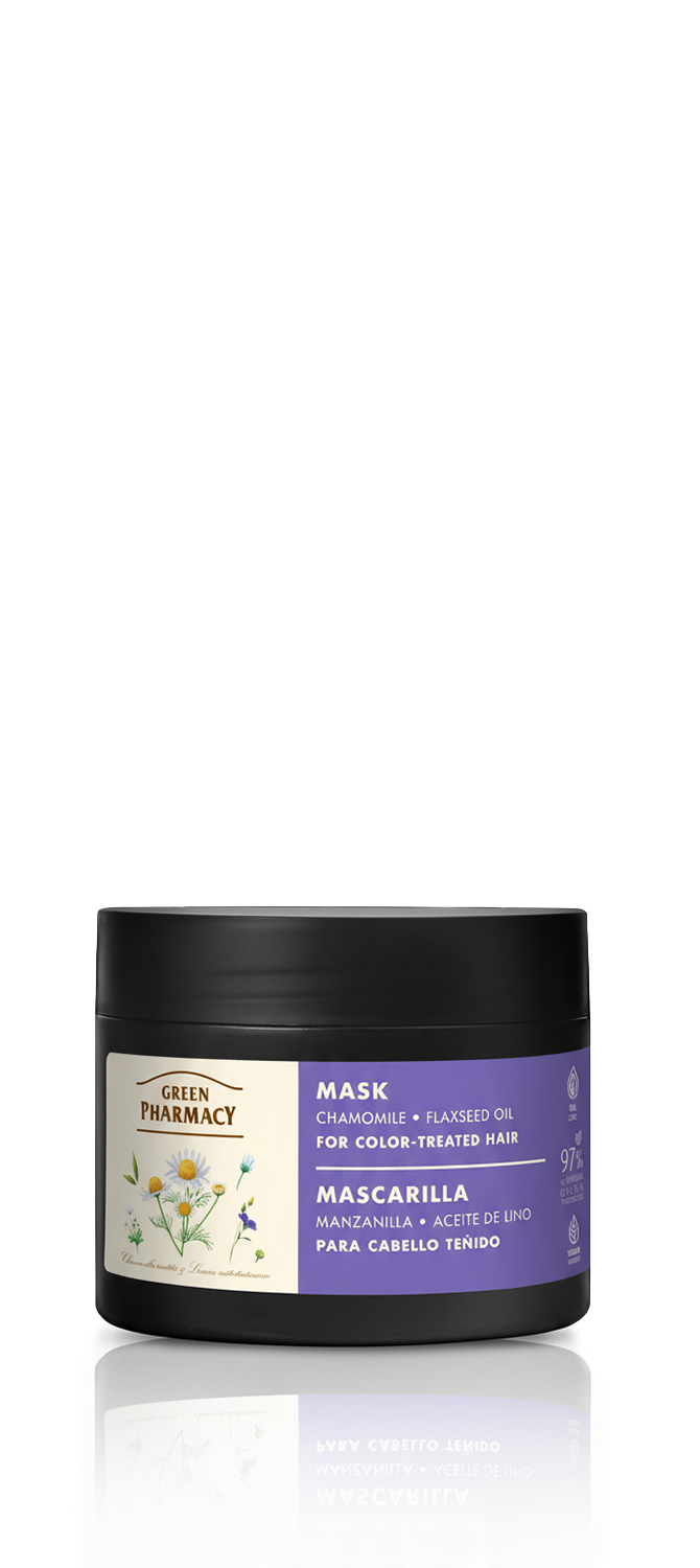 Mascarilla para cabello teñido CAMOMILA Y ACEITE DE LINO 300ml