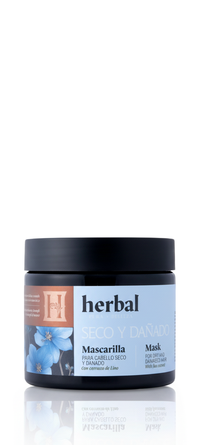 Mascarilla para cabello seco y dañado con extracto de lino