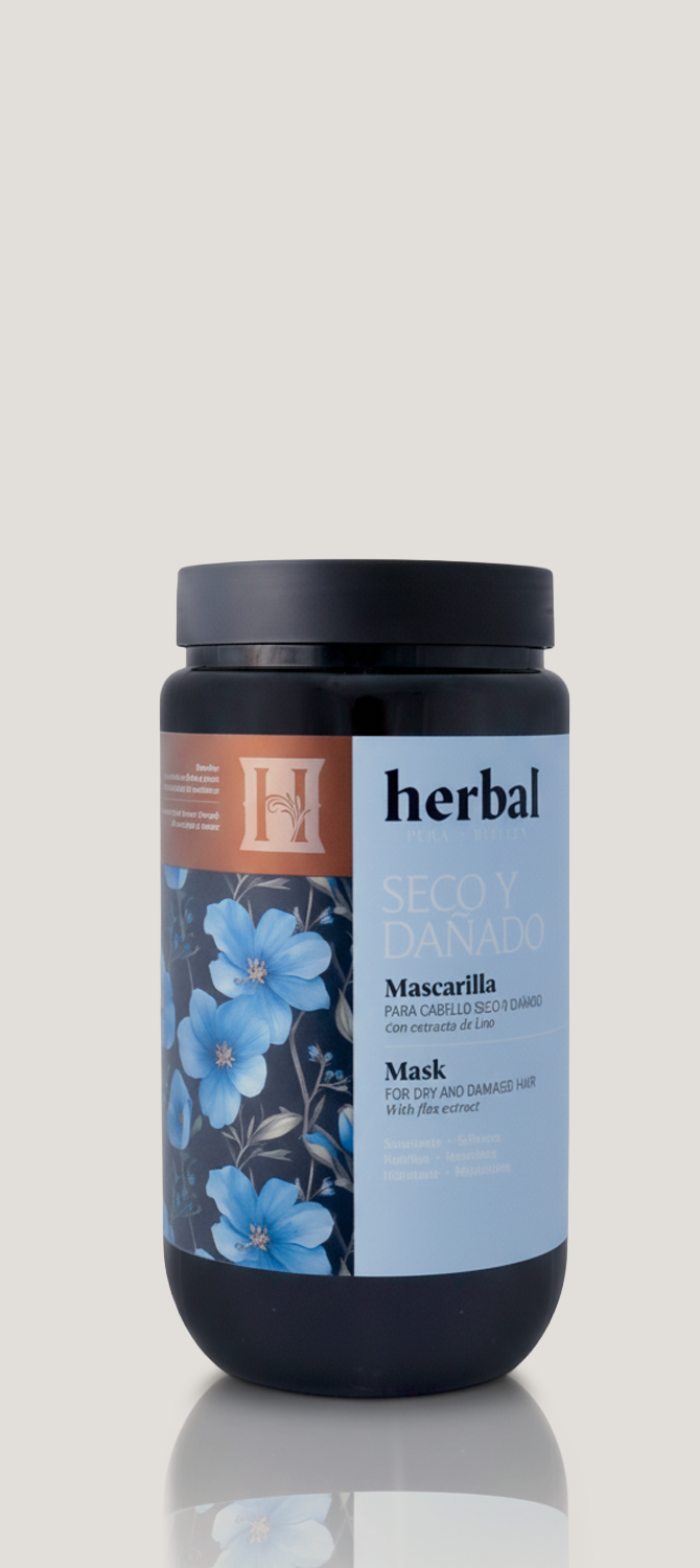 Mascarilla para cabello seco y dañado con extracto de lino