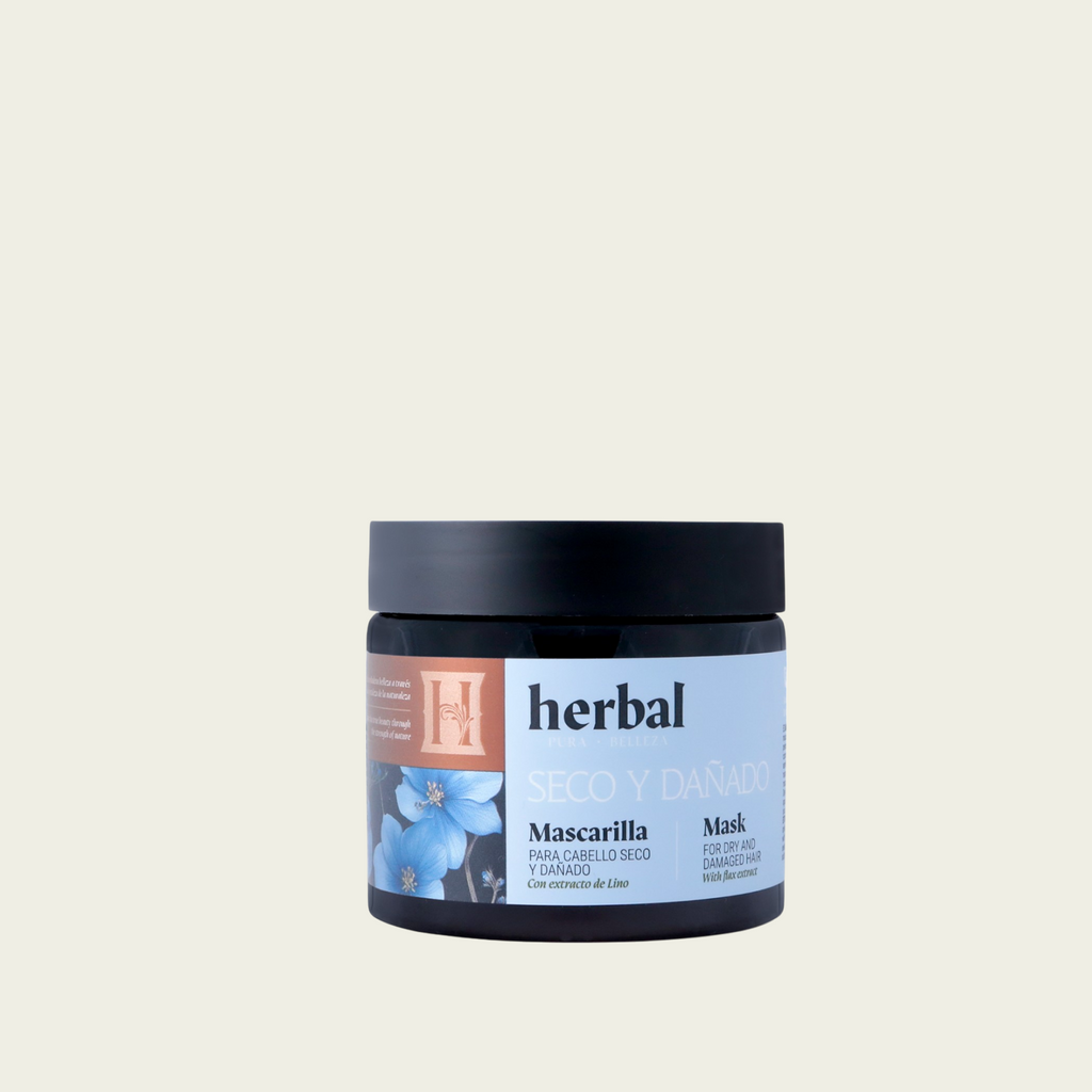 Mascarilla para cabello seco y dañado con extracto de lino