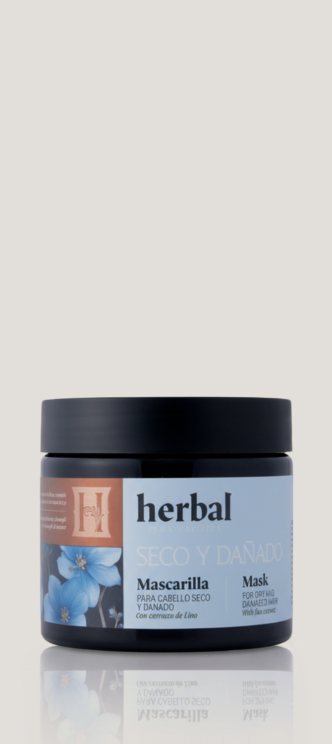 Mascarilla para cabello seco y dañado con extracto de lino