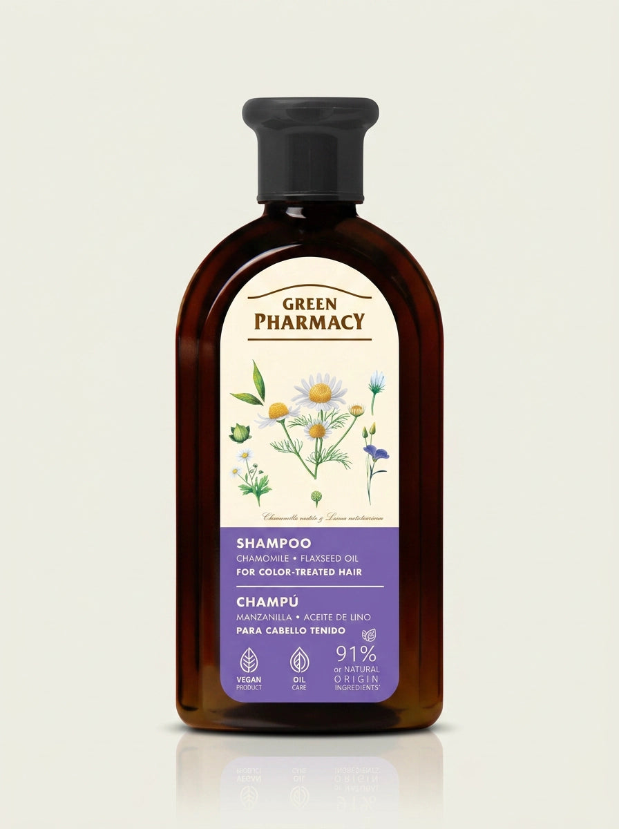 Champú para cabello teñido CAMOMILA Y ACEITE DE LINO 350ml