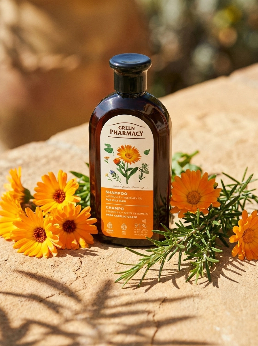 Champú para cabello graso aceite de ROMERO y CALÉNDULA 350ml
